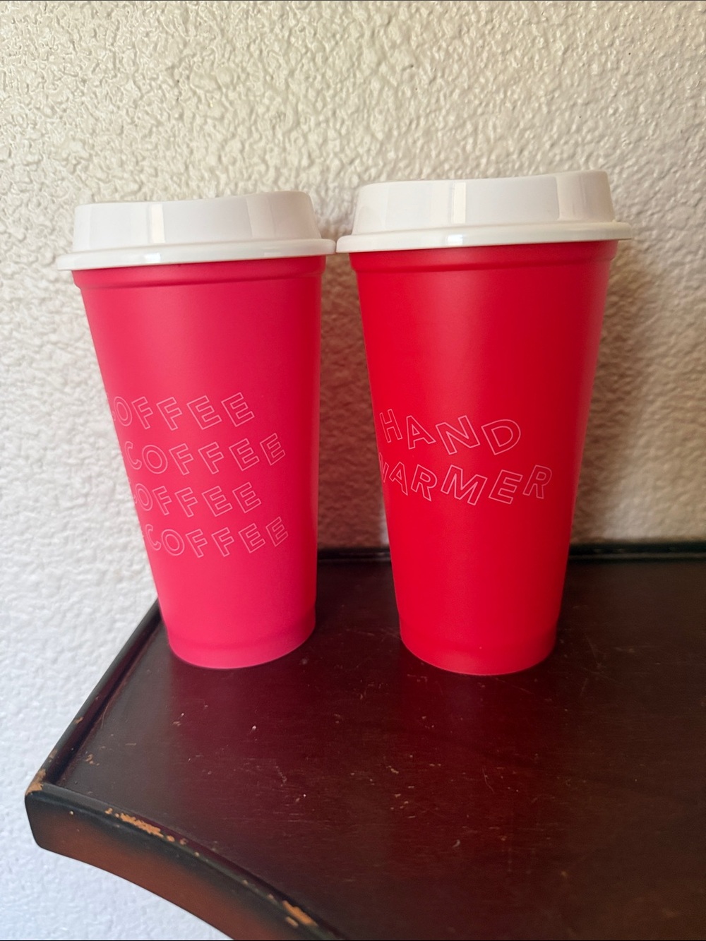Starbucks Red Reusable Coffee Cups with White Lids (Set of 2)
